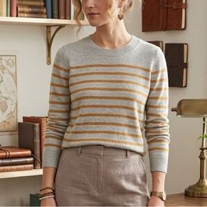 Ann Taylor LOFT L Stripe Sweater Long Sleeve Lightweight Academia
